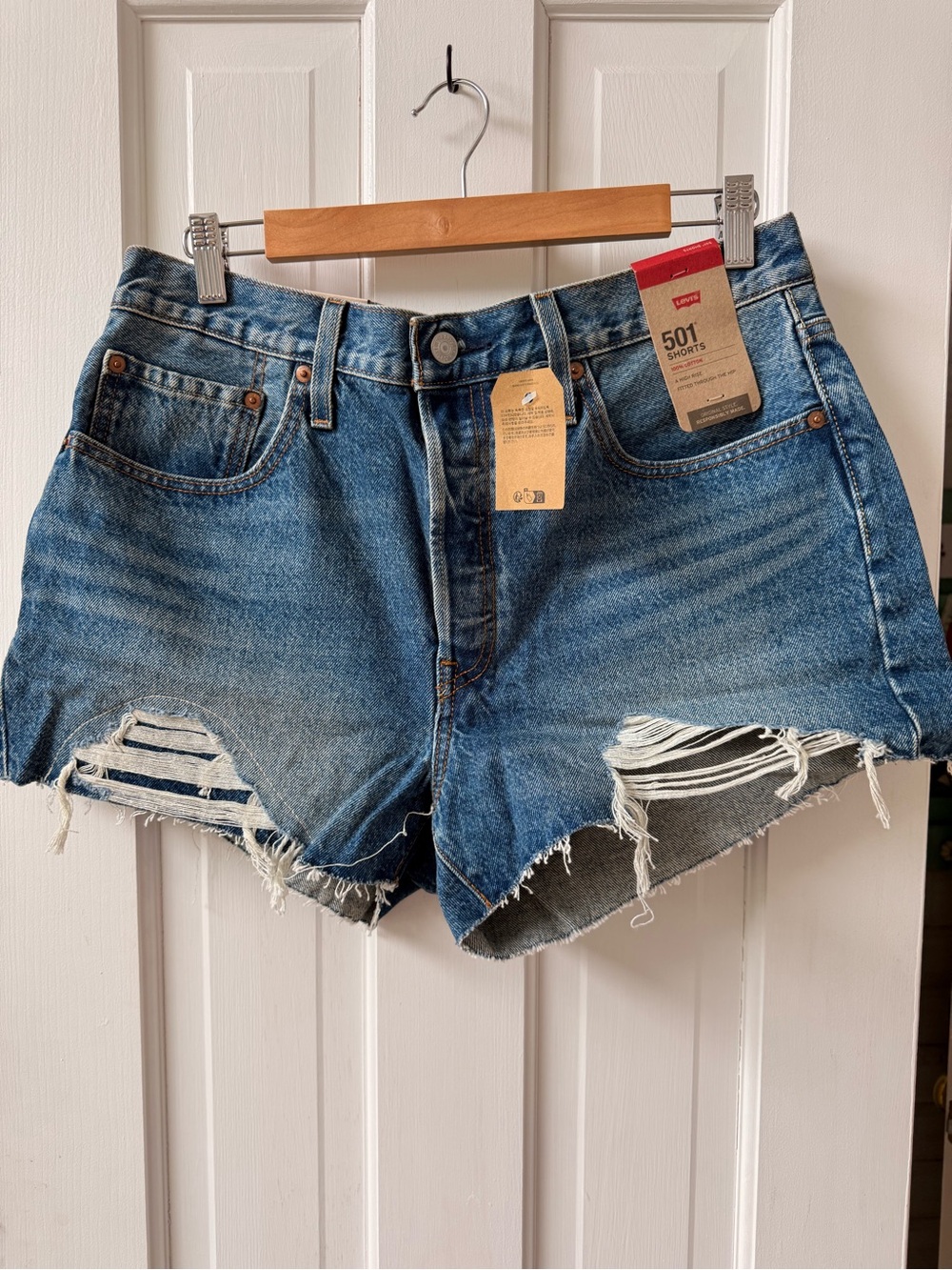 Levi's Distressed Blue Denim Cutoff Shorts